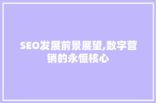 SEO发展前景展望,数字营销的永恒核心