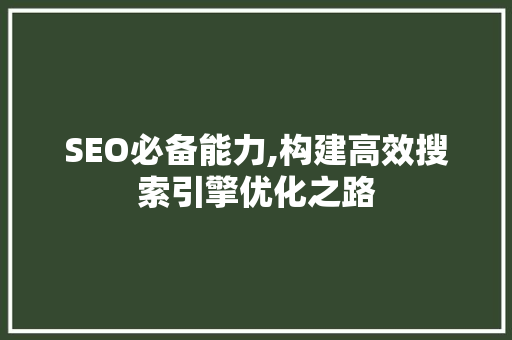 SEO必备能力,构建高效搜索引擎优化之路