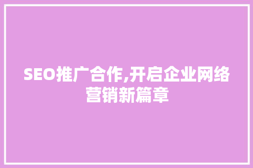 SEO推广合作,开启企业网络营销新篇章
