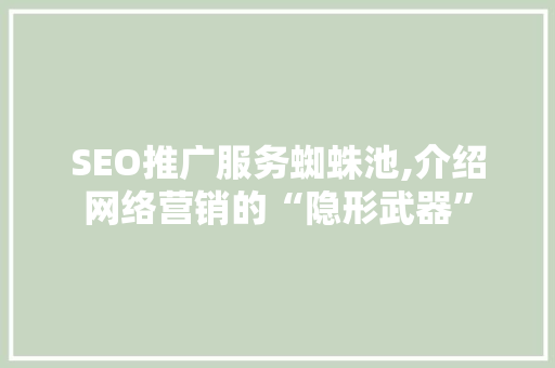 SEO推广服务蜘蛛池,介绍网络营销的“隐形武器”