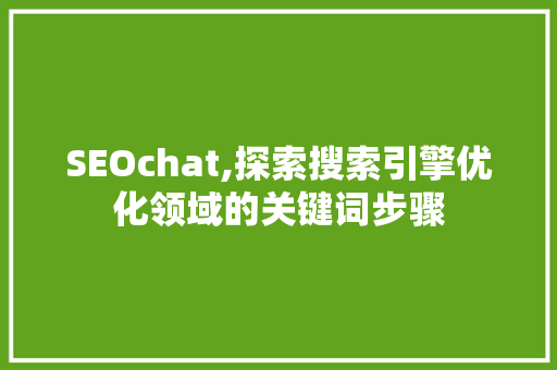 SEOchat,探索搜索引擎优化领域的关键词步骤