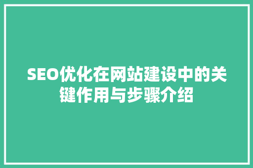 SEO优化在网站建设中的关键作用与步骤介绍