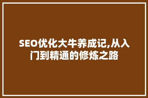 SEO优化大牛养成记,从入门到精通的修炼之路