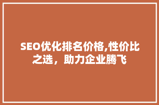 SEO优化排名价格,性价比之选，助力企业腾飞