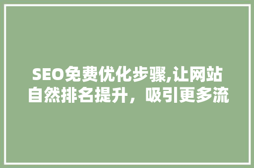 SEO免费优化步骤,让网站自然排名提升，吸引更多流量