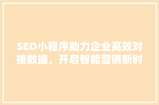 SEO小程序助力企业高效对接数据，开启智能营销新时代
