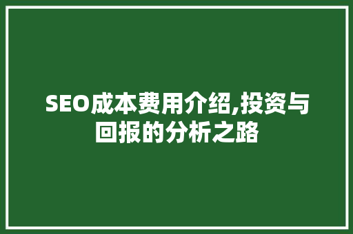 SEO成本费用介绍,投资与回报的分析之路