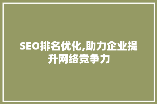 SEO排名优化,助力企业提升网络竞争力