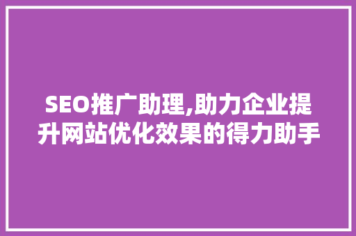 SEO推广助理,助力企业提升网站优化效果的得力助手
