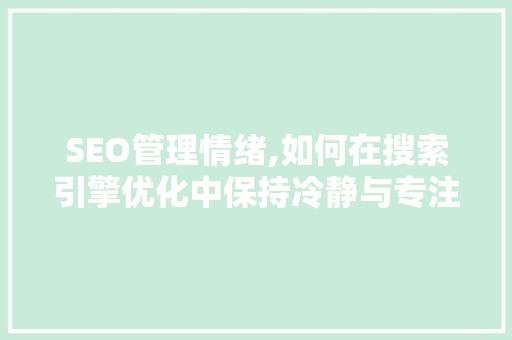 SEO管理情绪,如何在搜索引擎优化中保持冷静与专注
