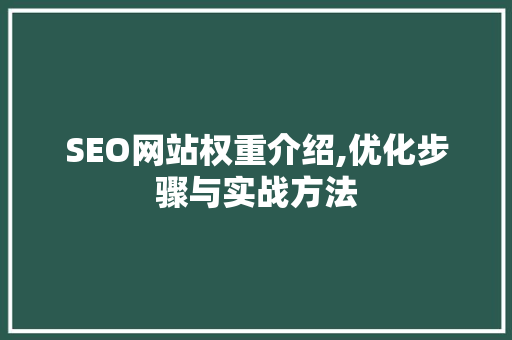 SEO网站权重介绍,优化步骤与实战方法