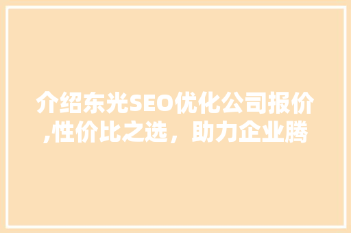 介绍东光SEO优化公司报价,性价比之选，助力企业腾飞