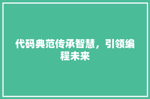 代码典范传承智慧，引领编程未来