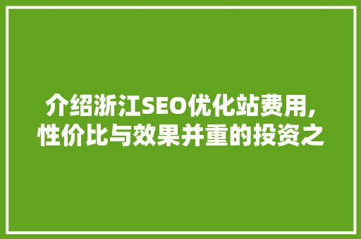 介绍浙江SEO优化站费用,性价比与效果并重的投资之路
