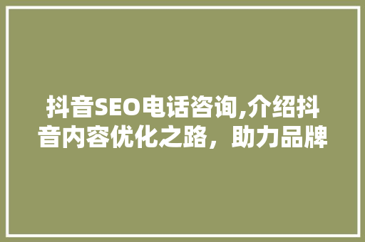抖音SEO电话咨询,介绍抖音内容优化之路，助力品牌快速崛起