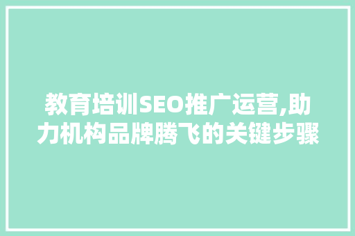 教育培训SEO推广运营,助力机构品牌腾飞的关键步骤