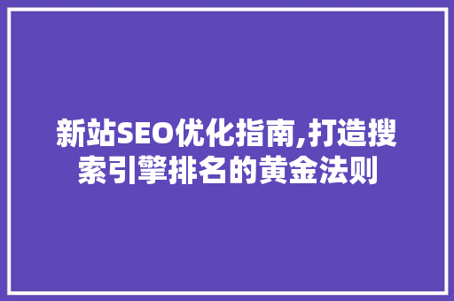 新站SEO优化指南,打造搜索引擎排名的黄金法则