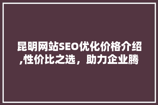 昆明网站SEO优化价格介绍,性价比之选，助力企业腾飞