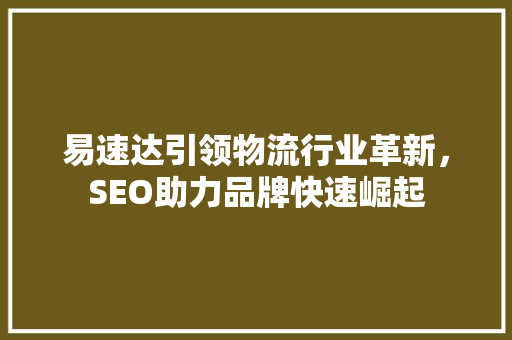易速达引领物流行业革新，SEO助力品牌快速崛起