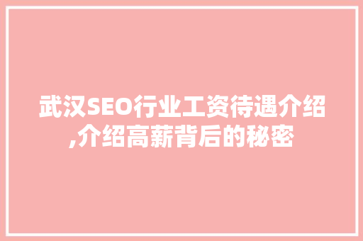 武汉SEO行业工资待遇介绍,介绍高薪背后的秘密