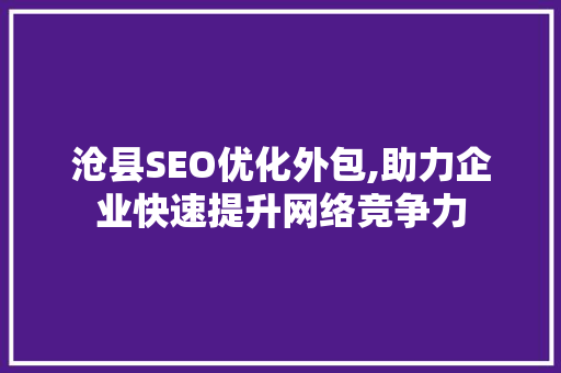 沧县SEO优化外包,助力企业快速提升网络竞争力