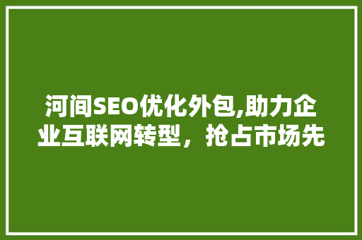 河间SEO优化外包,助力企业互联网转型，抢占市场先机