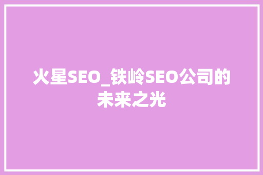 火星SEO_铁岭SEO公司的未来之光