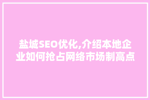 盐城SEO优化,介绍本地企业如何抢占网络市场制高点