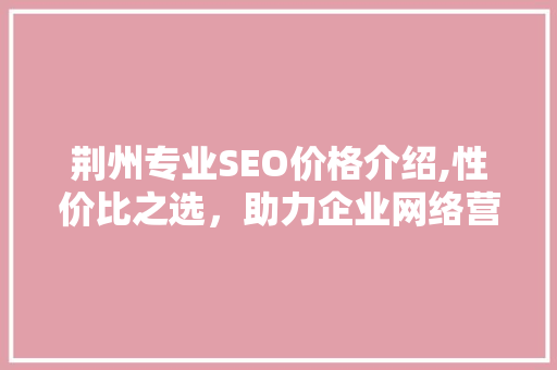 荆州专业SEO价格介绍,性价比之选，助力企业网络营销