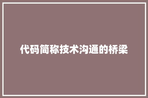 代码简称技术沟通的桥梁