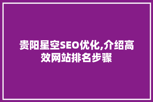 贵阳星空SEO优化,介绍高效网站排名步骤