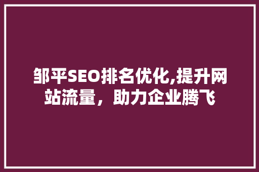 邹平SEO排名优化,提升网站流量，助力企业腾飞