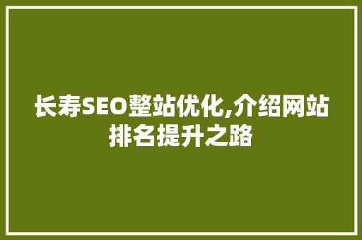 长寿SEO整站优化,介绍网站排名提升之路