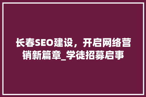 长春SEO建设，开启网络营销新篇章_学徒招募启事
