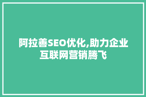 阿拉善SEO优化,助力企业互联网营销腾飞