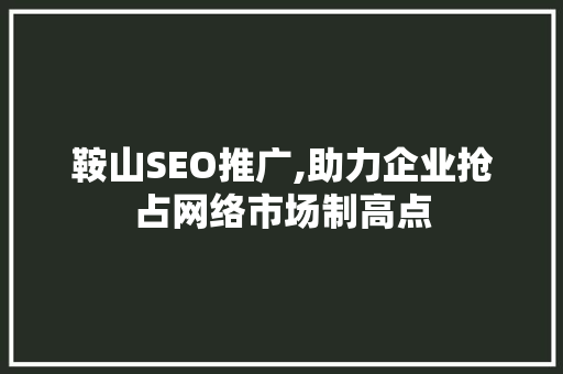 鞍山SEO推广,助力企业抢占网络市场制高点