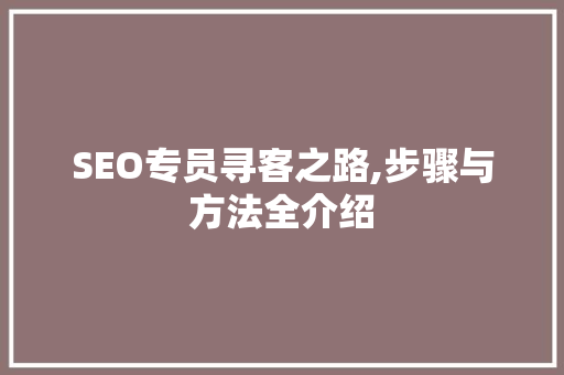 SEO专员寻客之路,步骤与方法全介绍
