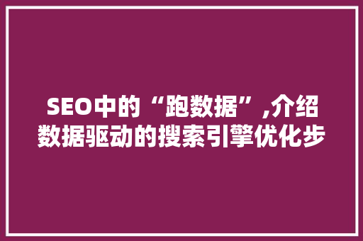SEO中的“跑数据”,介绍数据驱动的搜索引擎优化步骤