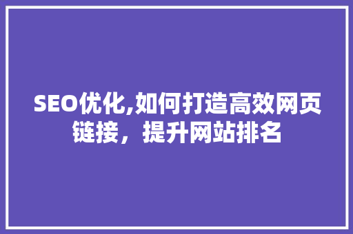 SEO优化,如何打造高效网页链接，提升网站排名