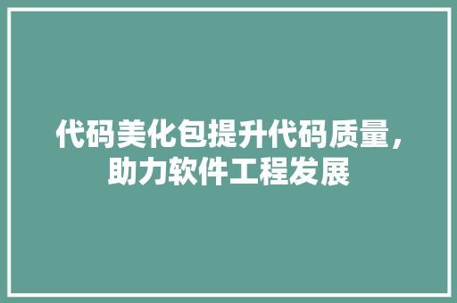 代码美化包提升代码质量，助力软件工程发展