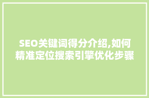 SEO关键词得分介绍,如何精准定位搜索引擎优化步骤