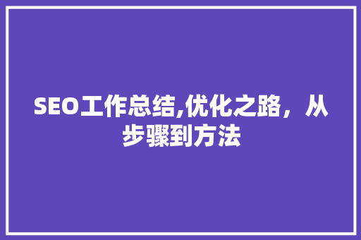 SEO工作总结,优化之路，从步骤到方法