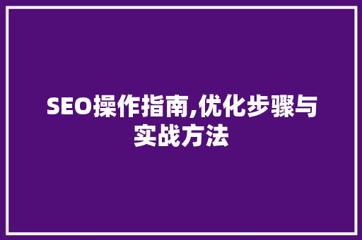 SEO操作指南,优化步骤与实战方法