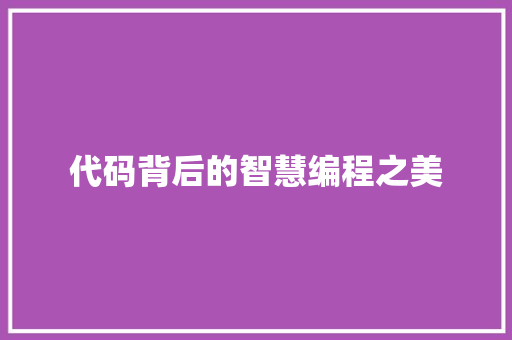 代码背后的智慧编程之美