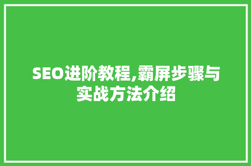 SEO进阶教程,霸屏步骤与实战方法介绍