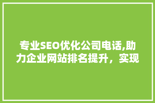 专业SEO优化公司电话,助力企业网站排名提升，实现网络营销突破