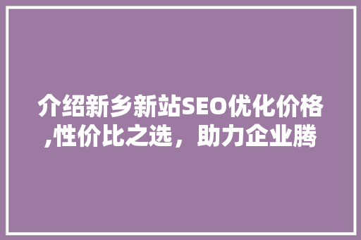 介绍新乡新站SEO优化价格,性价比之选，助力企业腾飞