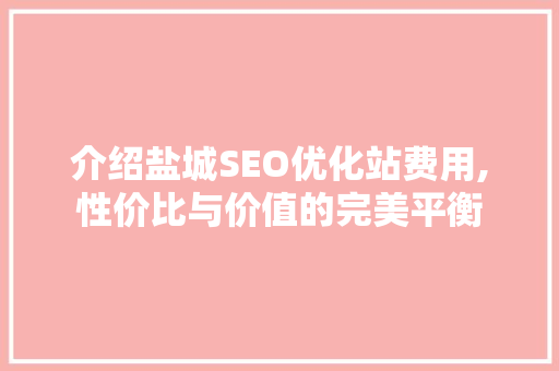 介绍盐城SEO优化站费用,性价比与价值的完美平衡