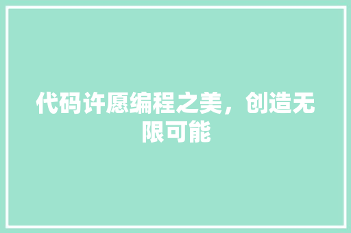代码许愿编程之美，创造无限可能