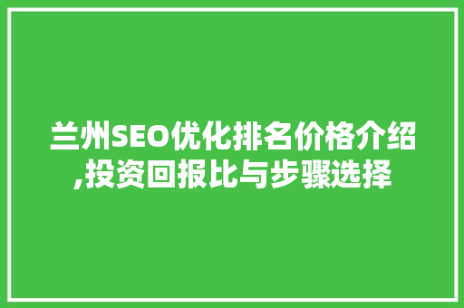 兰州SEO优化排名价格介绍,投资回报比与步骤选择